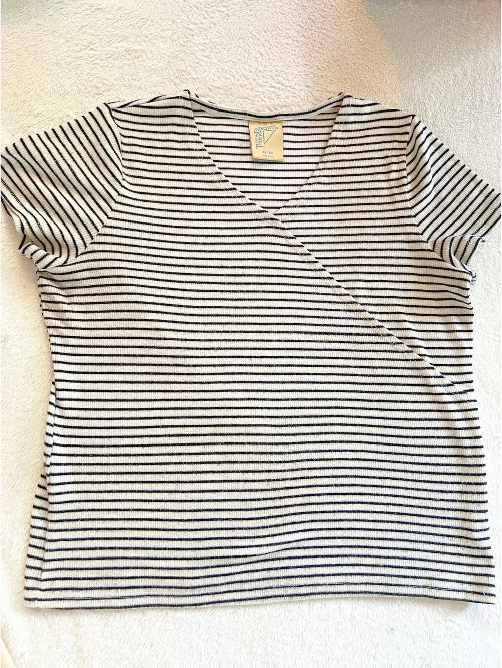 Thereabouts wrap black and white shirt striped shirt cozy casual french parisian